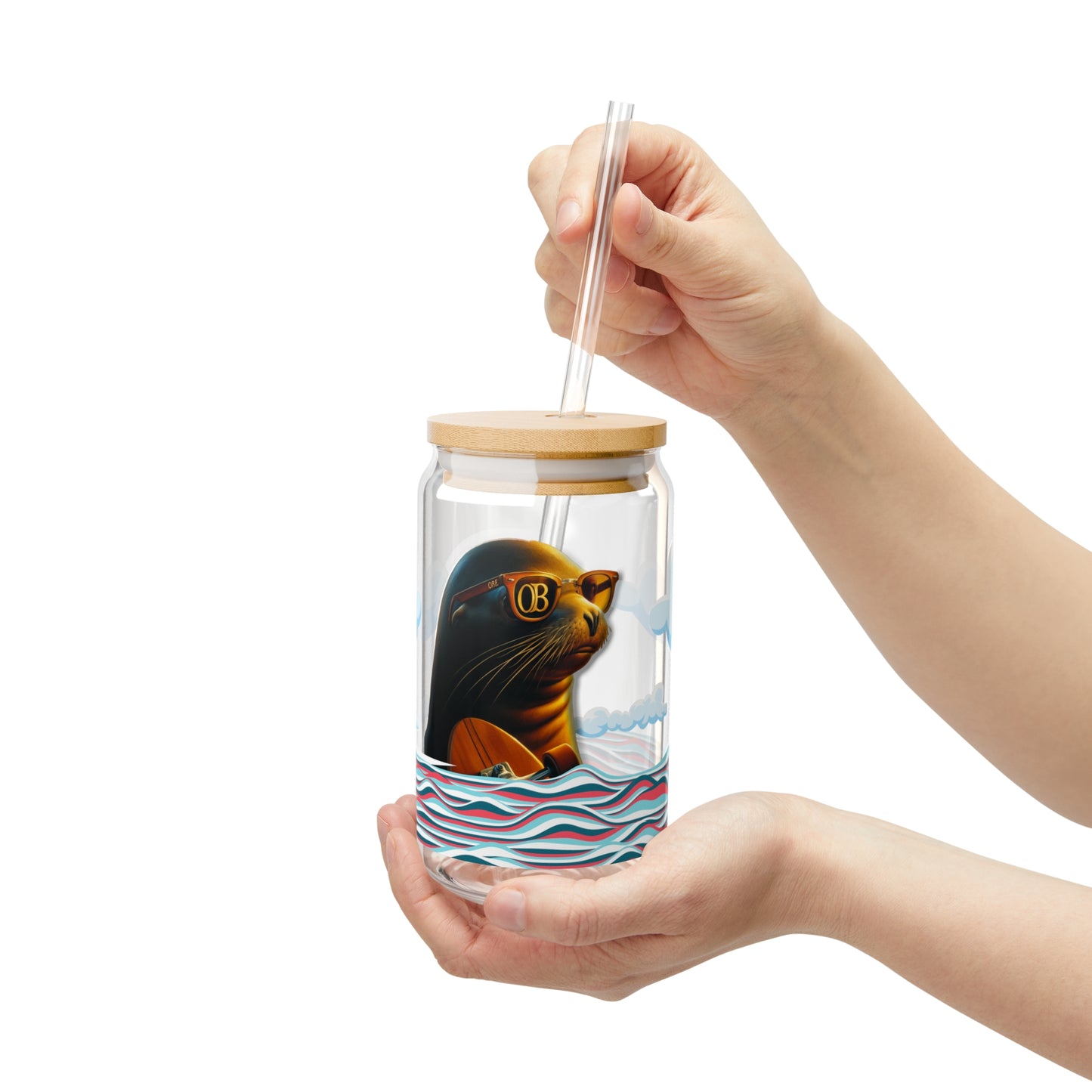 OB's Barking Sea Lion Sipper Glass, 16oz