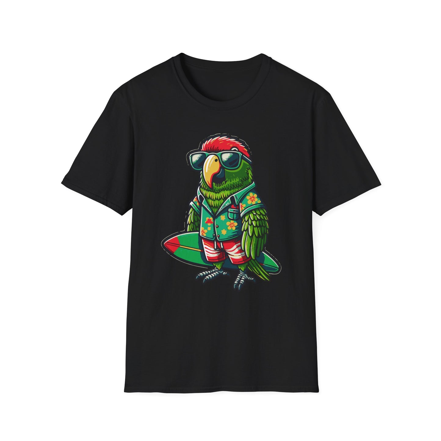 Cool OB Surfer Parrot Softstyle T-Shirt