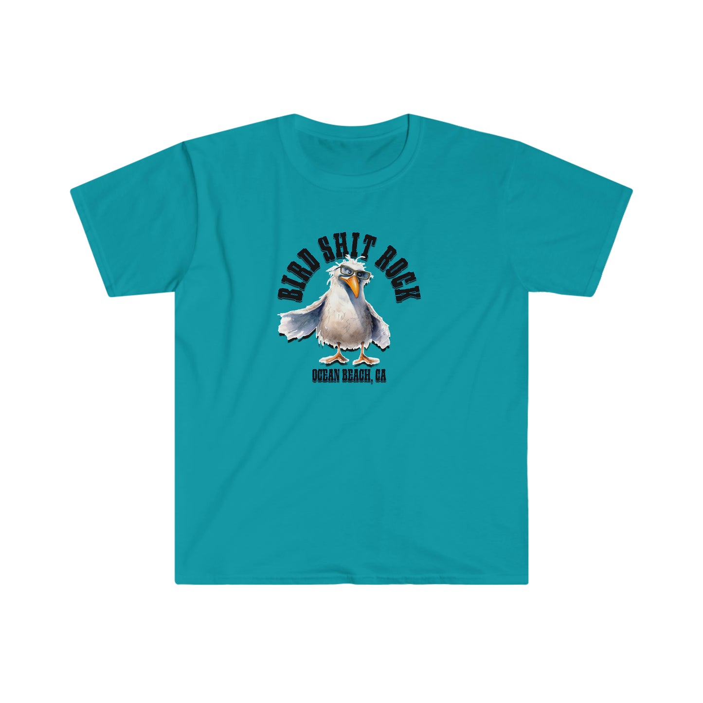 Bird Shit Rock - Ocean Beach, CA - Tropical Blue T Shirt