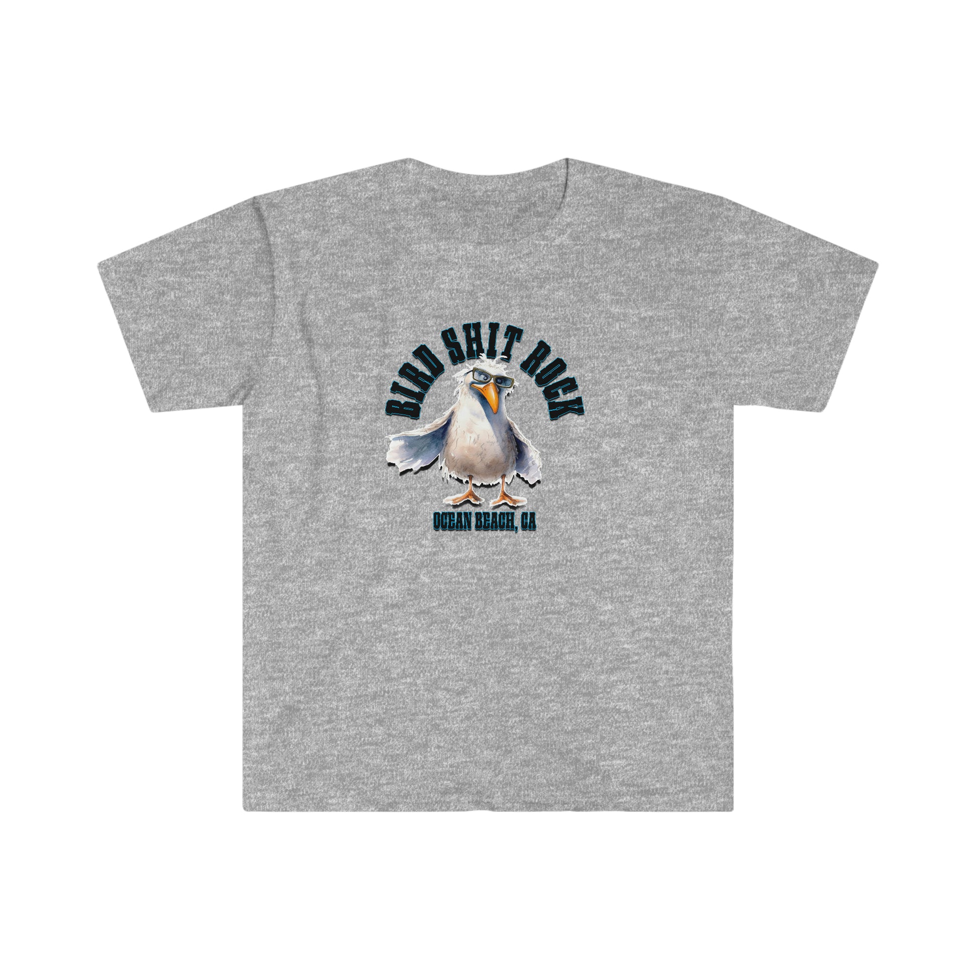 Bird Shit Rock - Ocean Beach, CA - Grey T Shirt