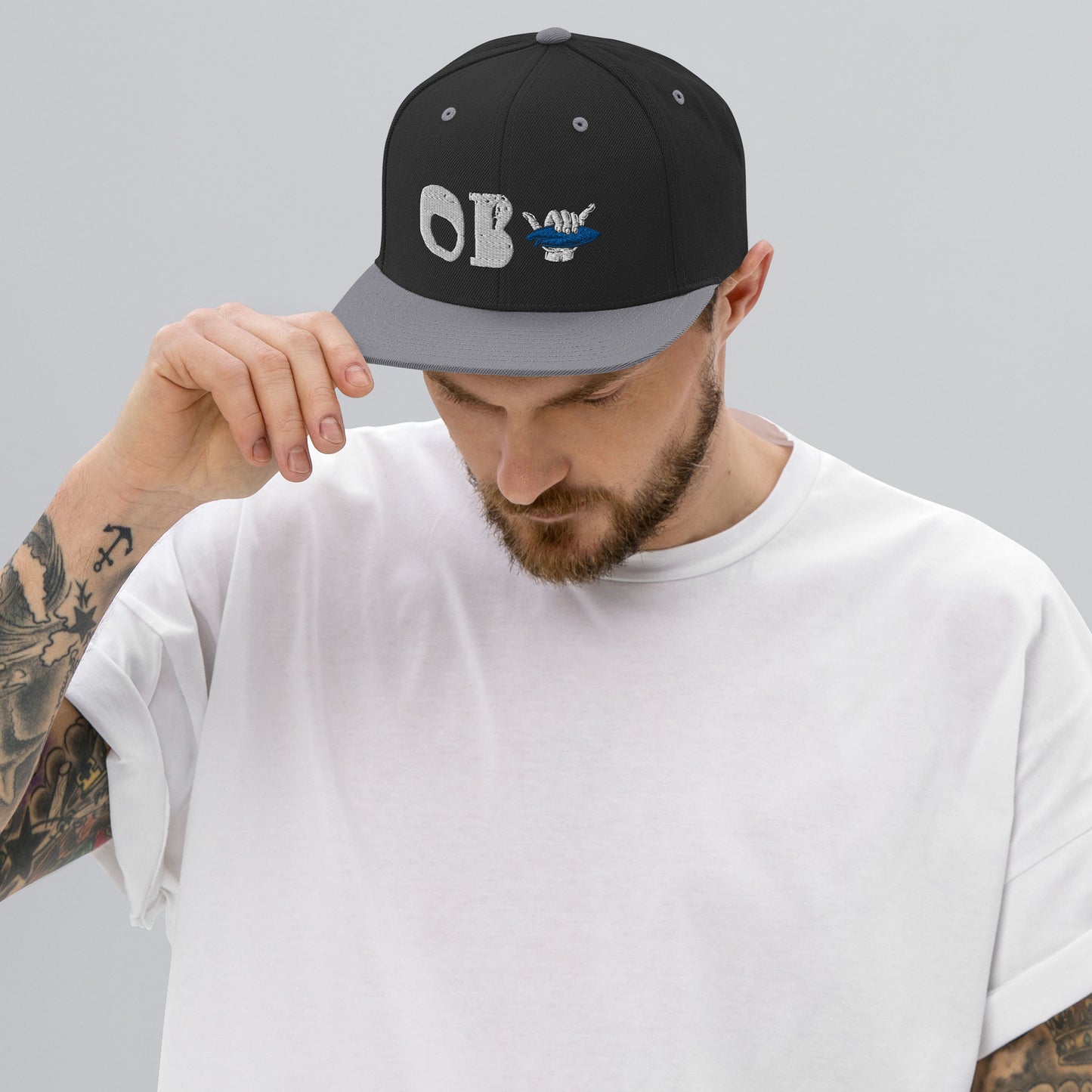 OB - Ocean Beach Shaka Hat -Black and Silver