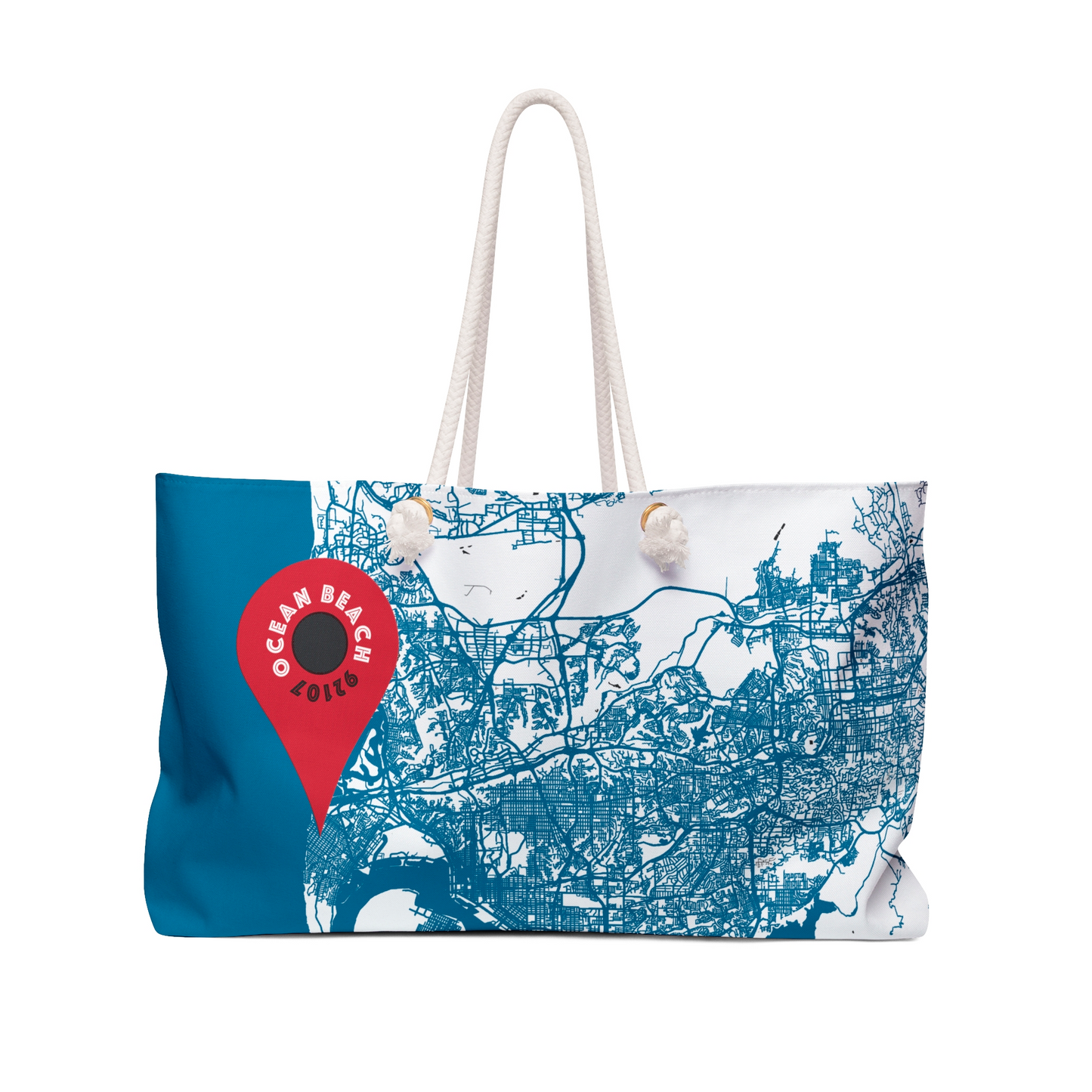 OB Map Weekender Bag - Ocean Beach, CA - Blue